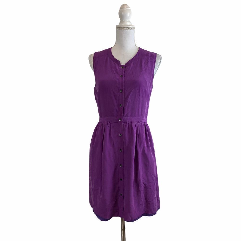 Madewell Purple 100% Silk Sleeveless Dress - Picture 2 of 8